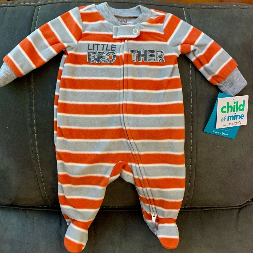 CARTERS NewBorn Child of Mine Footed Sleeper pajamas - LITTLE BROTHER -NWT